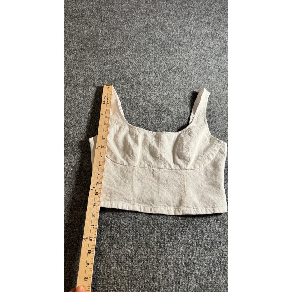Banana Republic White Linen Blend Smocked Back Bustier Crop Top Size 0 - Picture 6 of 10